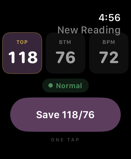 One Tap Blood Pressure on Apple Watch